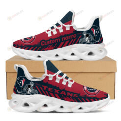 Houston Texans Logo Pattern Custom Name 3D Max Soul Sneaker Shoes In Dark Blue And Red