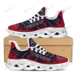 Houston Texans Logo Pattern Custom Name 3D Max Soul Sneaker Shoes In Dark Red And Blue