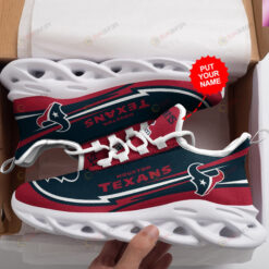 Houston Texans Logo Pattern Custom Name 3D Max Soul Sneaker Shoes In Red And Blue