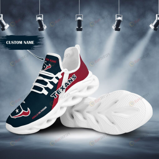 Houston Texans Logo Pattern Custom Name 3D Max Soul Sneaker Shoes In Red Black