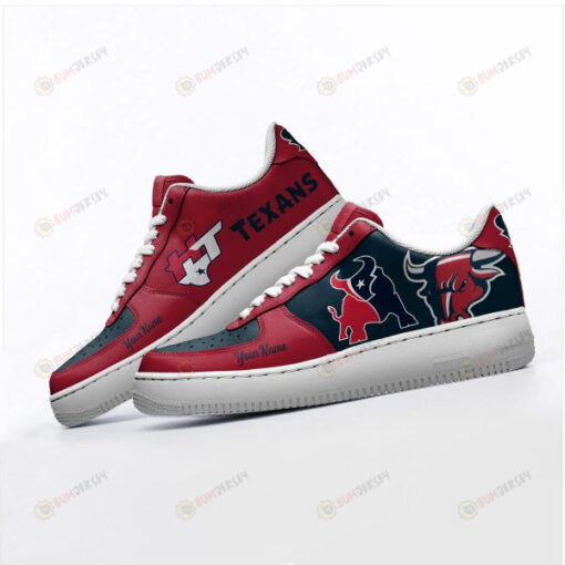 Houston Texans Logo Pattern Custom Name Air Force 1 Printed In Red Black