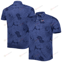 Houston Texans Men Polo Shirt Floral Flowers Pattern Printed - Navy