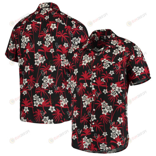 Houston Texans Navy Floral Woven Button-Up Hawaiian Shirt