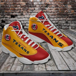 Houston Texans Pattern Air Jordan 13 Shoes Sneakers In Yellow And Red