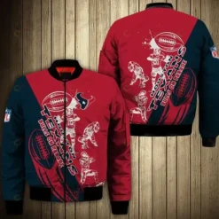 Houston Texans Players Pattern Bomber Jacket - Red