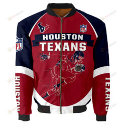 Houston Texans Players Running Pattern Bomber Jacket - Red