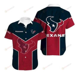 Houston Texans Red Black Curved Hawaiian Shirt