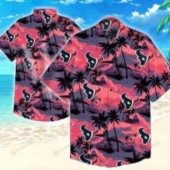 Houston Texans Red Navy Pattern Flower Pattern Hawaiian Shirt