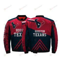 Houston Texans Team Logo Pattern Bomber Jacket - Red And Black