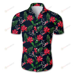 Houston Texans Tropical Flower Curved Hawaiian Shirt