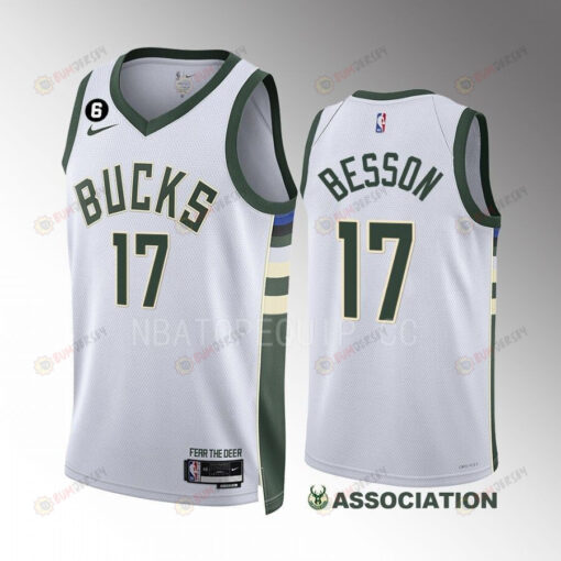 Hugo Besson 17 2022-23 Milwaukee Bucks White Association Edition Men Jersey Swingman