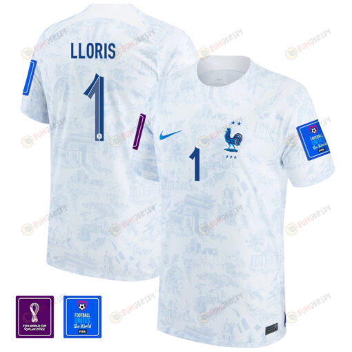 Hugo Lloris 1 FIFA World Cup Qatar 2022 France National Team - Away Patch Jersey