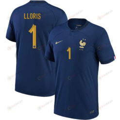 Hugo Lloris 1 France National Team 2022-23 Qatar World Cup Home Youth Jersey- Midnight Navy