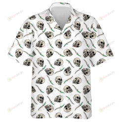 Human Skull And Dagger On White Background Hawaiian Shirt