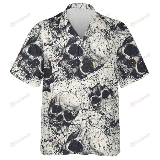Human Skull Grunge On Gray Background Hawaiian Shirt