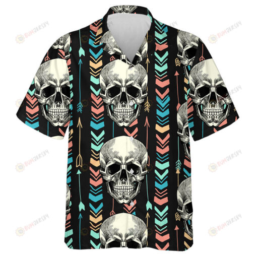 Human Skull On A Geometric Background Hawaiian Shirt