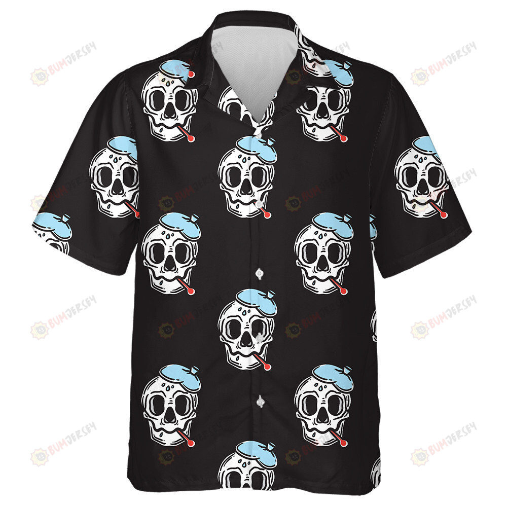 Human Skull With Fever Using A Thermometer Hawaiian Shirt