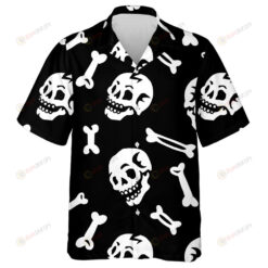 Human Skulls And Bones Isolated On Black Background Hawaiian Shirt