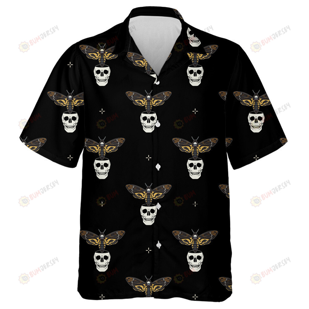Human Skulls And Death Head Hawkmoth Butterflies Hawaiian Shirt