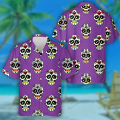 Human Skulls With Amethysts And Stars Hawaiian Shirt