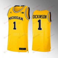 Hunter Dickinson 1 Michigan Wolverines 2022-23 Limited Uniform Jersey College Basketball Maize