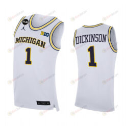 Hunter Dickinson 1 Michigan Wolverines 2022-23 Uniform Jersey College Basketball White