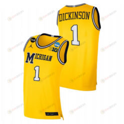 Hunter Dickinson 1 Michigan Wolverines 2022 March Madness Sweet 16 Men Jersey - Gold