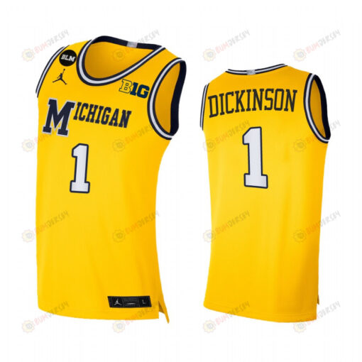 Hunter Dickinson 1 Michigan Wolverines Limited Uniform Jersey 2022-23 Basketball Maize
