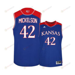 Hunter Mickelson 42 Kansas Jayhawks Basketball Men Jersey - Blue