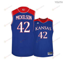 Hunter Mickelson 42 Kansas Jayhawks Basketball Youth Jersey - Blue