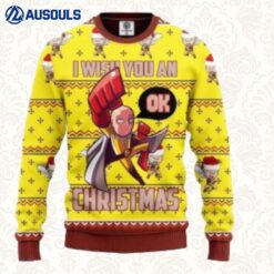 I Wish You An Ok Christmas Knitted Christmas Anime Xmas Ugly Sweaters For Men Women Unisex