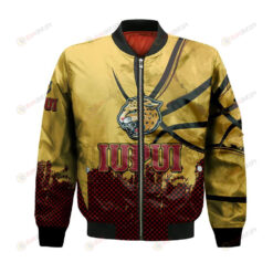 IUPUI Jaguars Bomber Jacket 3D Printed Basketball Net Grunge Pattern