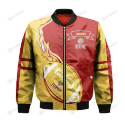 IUPUI Jaguars Bomber Jacket 3D Printed Flame Ball Pattern