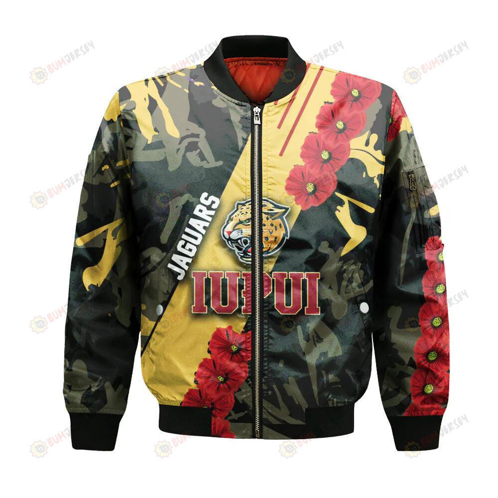 IUPUI Jaguars Bomber Jacket 3D Printed Sport Style Keep Go on