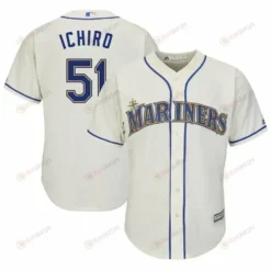 Ichiro Suzuki Seattle Mariners Official Cool Base Player Jersey - Cream