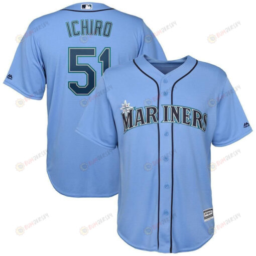 Ichiro Suzuki Seattle Mariners Official Cool Base Player Jersey - Light Blue