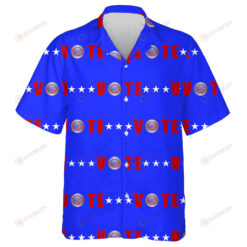 Ideal American Vote Horizontal Stripes On Blue Background Hawaiian Shirt