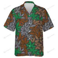 Ideal Camouflage Filled Cannabis Leafs Textured Hawaiian Shirt