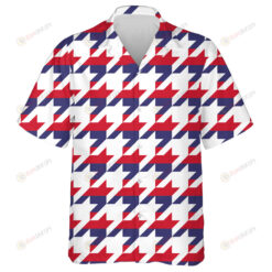 Ideal Houndstooth Pattern In USA Flag Colors Hawaiian Shirt