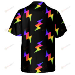Ideal Rainbow Lightning Bolts Black Background Pattern Hawaiian Shirt