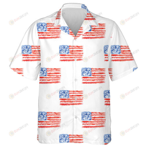 Ideal Sketch Watercolor USA Flags Pattern Hawaiian Shirt