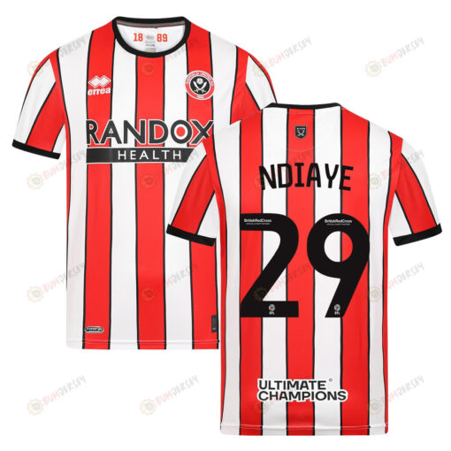 Iliman Ndiaye 29 Sheffield United 2022-23 Home Jersey - Red/White Stripes