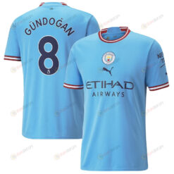Ilkay Gundogan 8 Manchester City Men 2022/23 Home Jersey - Sky Blue
