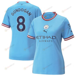 Ilkay Gundogan 8 Manchester City Women 2022/23 Home Player Jersey - Sky Blue