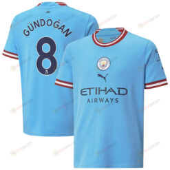 Ilkay Gundogan 8 Manchester City Youth 2022/23 Home Player Jersey - Sky Blue