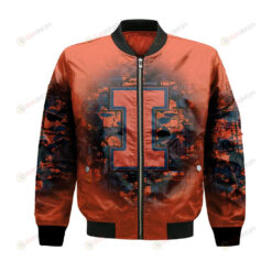 Illinois Fighting Illini Bomber Jacket 3D Printed Camouflage Vintage