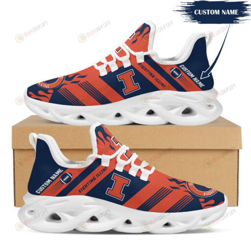 Illinois Fighting Illini Logo Custom Name Pattern 3D Max Soul Sneaker Shoes