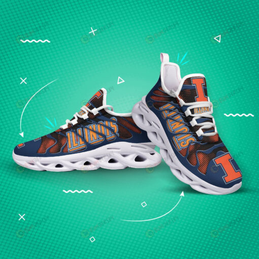 Illinois Fighting Illini Logo Hole Pattern 3D Max Soul Sneaker Shoes In Blue