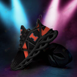 Illinois Fighting Illini Logo Pattern 3D Max Soul Sneaker Shoes In Black Orange