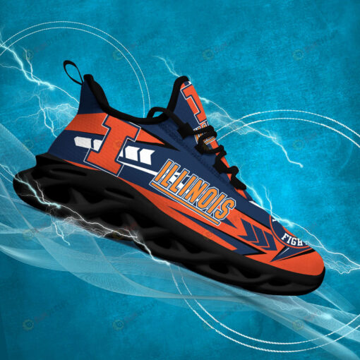 Illinois Fighting Illini Logo Pattern 3D Max Soul Sneaker Shoes In Blue Orange